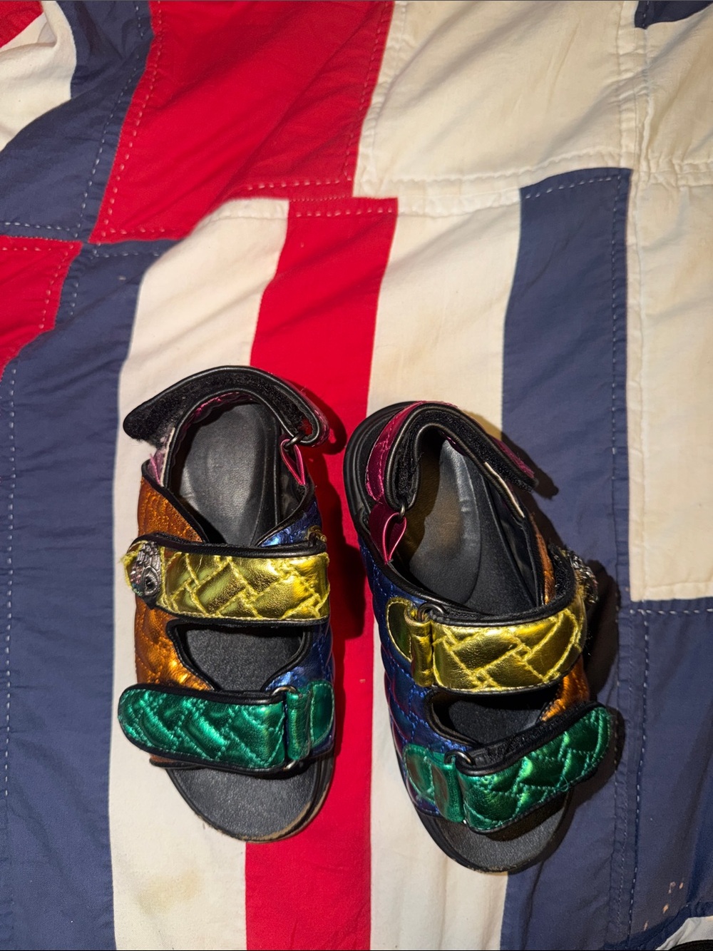 Kurt Geiger Kids Metallic Quilted Multicolor Strap Sandals - Picture 1 of 2